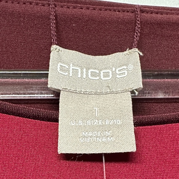 NWT Chico's Shift Dress Reversible 3/4 Sleeve Solid Merlot Red & Mulberry 8/10 - Picture 2 of 3